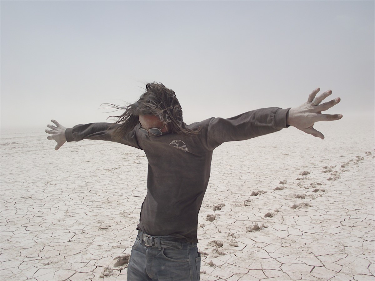 Dust Mitigation on the Lordsburg Playa - Mike in dust storm