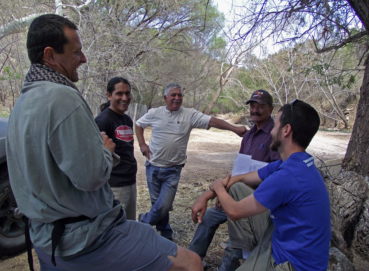 Volunteers working at riparian habitat restoration in Sonora, Mexico