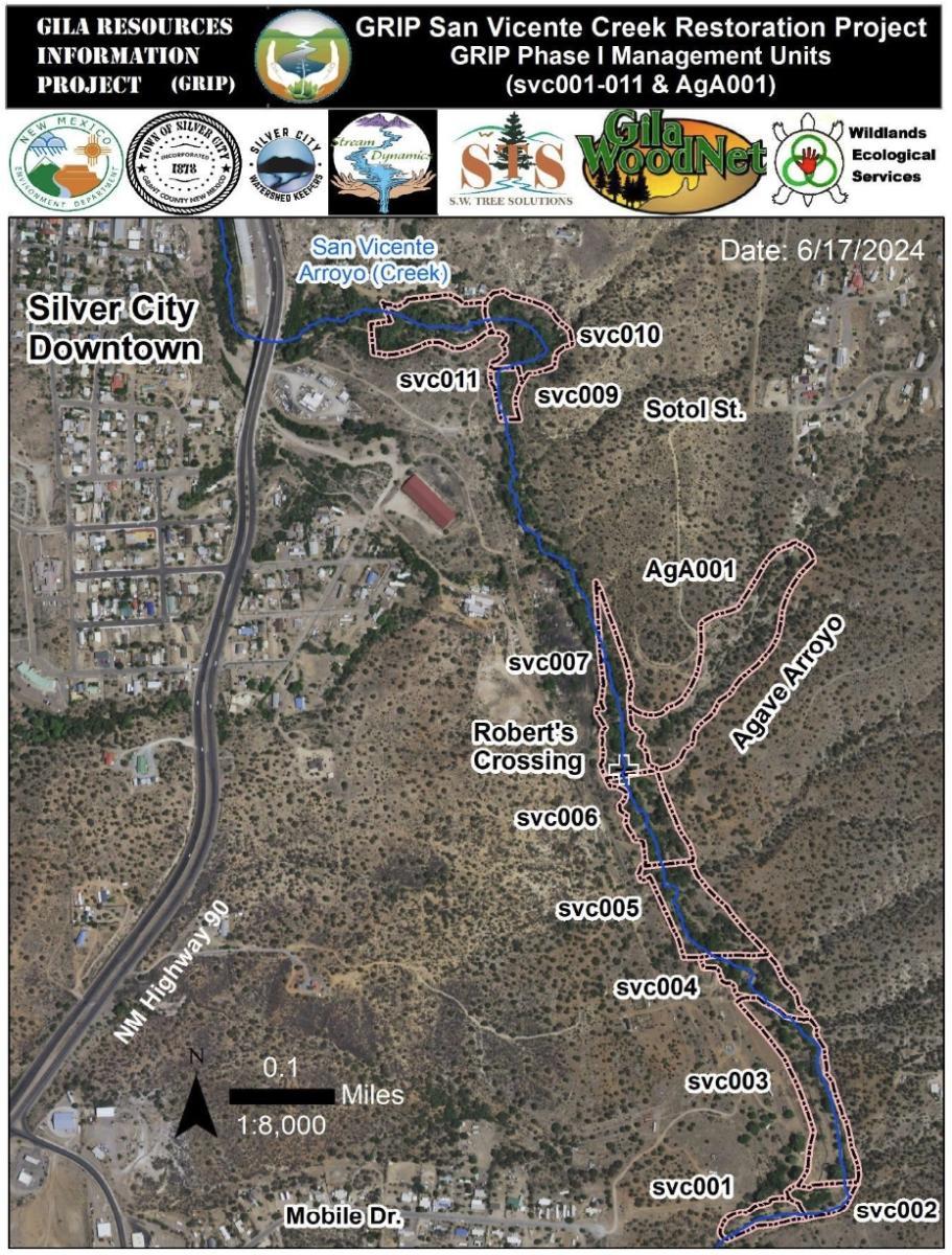 San Vicente Creek Stewardship Project Management Units Map