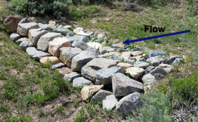 Example of a One Rock Dam. Photo from Gunnison Basin Climate Working Group